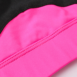 Women's Black Pink Contrast Binding <b>Racerback</b> Sports <b>Bra</b> Medium Support Breathable Top Fitness Wear By Micah Corporation - Product Image 5