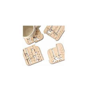 Posavasos Redondos de Madera, Acabado Natural, Juego de 6 - Product Image 3
