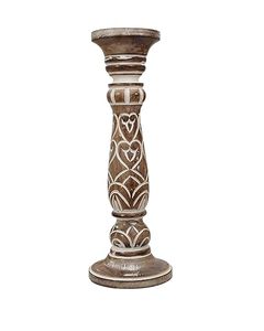 Support de bougie en bois, porte-bougie artisanal en bois pour salon, centre de table, décoration de couloir, finition polie, style antique W - Product Image 4