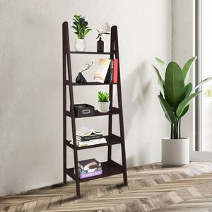 Scaffale a 5 livelli multifunzionale moderno in legno per piante, fiori e libri, espositore per casa e ufficio, scaffale a parete a gradino inclinato - Product Image 6