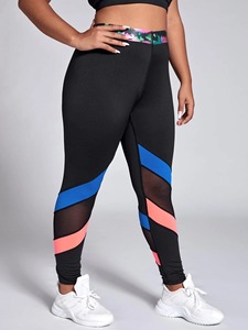 Women's High Waist Leggings Mesh Panels Full Length Sport Wear Stretch Breathable Compression Eco-Friendly UV Protection 220g - Product Image 2