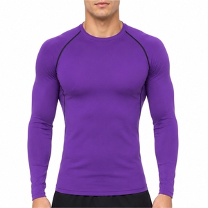 Men Compression Shirt Long Sleeve <b>Raglan</b> Athletic <b>Top</b> Stretch Fabric Athletic Fit Training Wear Workout <b>Top</b> Smooth Finish - Product Image 1