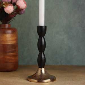 Ascend <b>Black</b> And Golden <b>Candlestick</b> Holder with Gold Base for Home Decoration - Product Image 2