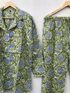 Conjunto de pijama indio con estampado de bloques, traje para dormir, traje para fiesta, regalo de Navidad para ella - Product Image 2