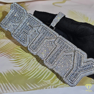 Pendentif personnalisé « PETTY » avec diamants Moissanite, chaîne cubaine, bijoux Hip Hop pour hommes et femmes - Product Image 3