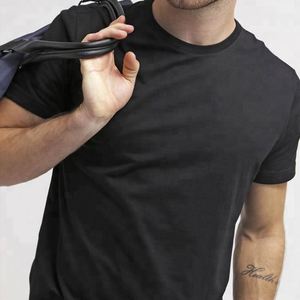 T-shirt personnalisé ajusté, col rond noir tendance, coupe slim, 100 % coton, t-shirt vierge - Product Image 2