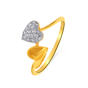 Anillo de Diamantes Love Poise, Anillo Doble de Corazón en Oro de 18K para Mujer, Joyería Fina Romántica con Diamantes de Forma Redonda - Product Image 3