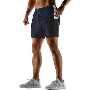 Shorts de sport pour hommes, entraînement cardio, fitness, gym, séchage rapide, légers, respirants, extensibles, taille élastique, satiné, couleur unie - Product Image 2