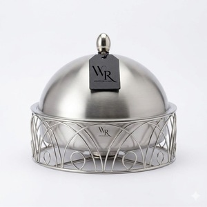 Premium Silver Banquet Chafing Dish Round <b>Buffet</b> Server Hot Pot Elegant Food <b>Warmer</b> for Ramadan Catering and Wedding Events - Product Image 1