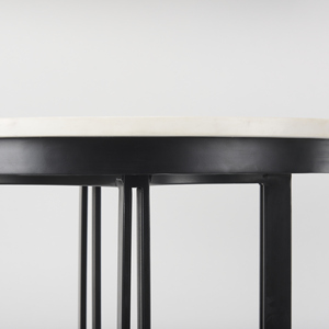 Modern Indian Marble Top Café <b>Table</b> with Matte <b>Black</b> Iron Base Contemporary Bistro Dining <b>Table</b> - Product Image 3