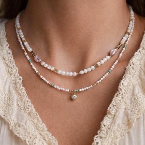 Freshwater Pearl Beaded <b>Necklace</b> Baroque Pearl Layered Choker 24K Gold Plated Minimalist Jewelry - Product Image 1