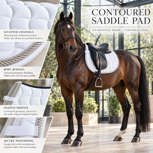 Tapis de selle sculpté pour cheval blanc avec fixation sécurisée par cordes |   Profil Contourné et Rembourré pour l'Équitation Anglaise - Product Image 5