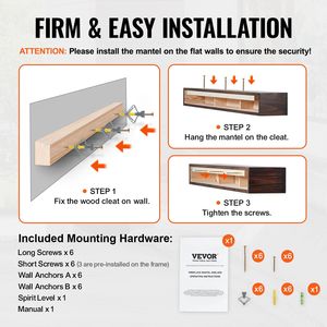 Mensola per Caminetto in Legno Naturale 60'' X 8'', Capacità di Carico 50 Libbre, Mensola Galleggiante da Parete Stile Rustico - Product Image 5