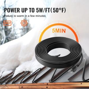 Cavo Riscaldante Autorigenerante da 24FT 5W/FT per Tubi, Nastro Termico per Sciogliere la Neve sul Tetto e Proteggere le Grondaie dal Congelamento - Product Image 3