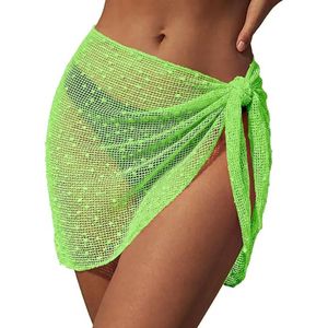Conjunto de 3 piezas de pareo de playa de ganchillo para mujer, falda corta para cubrir el bikini, de spandex/poliéster - Product Image 1