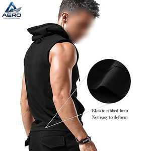 2026 Men <b>Workout</b> Hooded Tank Tops Sleeveless Gym Training Bodybuilding Muscle Cut Off Black Color Sleeveless <b>Hoodies</b> - Product Image 2