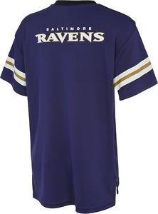 Camiseta con Cuello en V de los Baltimore Ravens, Azul Marino, con Logotipo Bordado y Franjas en las Mangas, Manga Corta - Product Image 3
