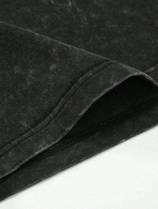 Tendance 2026 : T-shirt décontracté d'été pour homme, 100% Coton, avec impression de patchs lettres personnalisés, délavé à l'acide, effet vieilli, manches courtes et épaules tombantes - Product Image 5