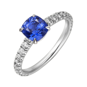 Cette bague en argent sterling 925 avec un diamant moissanite bleu taille coussin est parfaite comme cadeau de fiançailles pour femme - Product Image 2