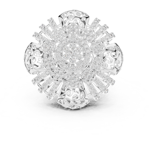 Anillo de Lujo con Diseño Floral y Diamantes Agrupados, Oro Rosa de 18K, Engaste de Múltiples Halo, Anillo de Diseñador para Mujer - Product Image 5