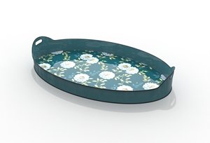 Bandeja de Servir Ovalada de Metal con Asas de Cuerda, Diseño Retro, Vajilla Duradera, Bandeja Ovalada de Metal Vintage con Asas - Product Image 3