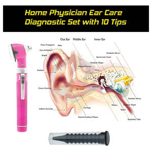 Ensemble d'otoscope de poche de couleur rose, outil d'examen médical compact avec éclairage LED lumineux, portable pour diagnostic auriculaire - Product Image 4