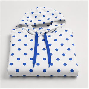 Sudadera con Capucha Personalizada Blanca para Mujer, Corte Recto y Relajado, con Puntos de Polka Espaciados Uniformemente, Algodón Suave Interlock WPHOOD-0010 - Product Image 5