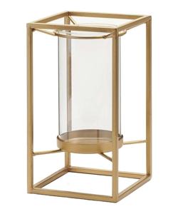 Best-In-Class Customized Gold <b>Taper</b> <b>Candle</b> Holder Metal Brass Glass Frame Handle 2 Sizes Living Room Lantern for Home Christmas - Product Image 4