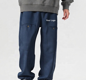 Hot Selling 100% Cotton Canvas Straight Leg Heavyweight Casual Sweatpants Custom Embroidery Logo Breathable - Product Image 4