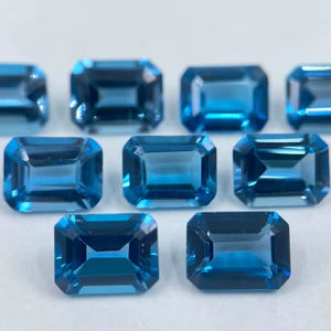 พลอยโทแพซสีน้ำเงินลอนดอนทรงแปดเหลี่ยมเจียระไน ขนาด 8x6 มม. ถึง 12x10 มม. แบบปรับขนาดแล้ว สำหรับทำเครื่องประดับจากธรรมชาติ - Product Image 1