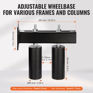 Kit per Cancello Scorrevole a 6 Pezzi, Resistente, Nero, con Staffa a T Universale Regolabile e Rulli per Porte e Finestre - Product Image 4