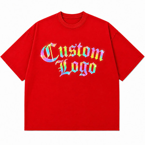 Custom Red Rainbow Reflective Oversized T-Shirt | 100% Cotton Streetwear Graphic Tee Rhinestone | Unisex Custom <b>Logo</b> Short - Product Image 1