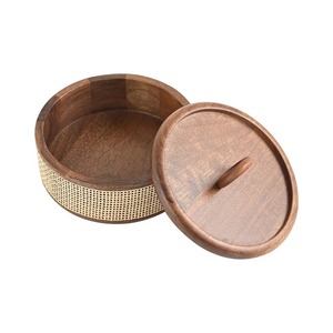 Caja de Almacenamiento Redonda de Madera con Revestimiento Esmaltado, Aislada, Antiadherente, con Tapa, Diseño Minimalista Ecológico, Hecha a Mano, 20 cm de Diámetro - Product Image 4