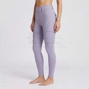 Leggings d'équitation de luxe blancs pour femmes avec grip en silicone, pantalons d'équitation personnalisés - Product Image 4