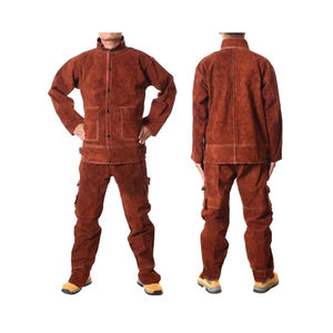Traje de Soldadura de Cuero Resistente al Fuego para Trabajos Pesados, Chaqueta y Pantalones Incluidos, Protección Corporal, Ropa de Trabajo para la Construcción - Product Image 4