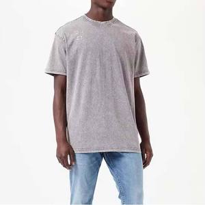 T-shirt en coton vintage délavé à l'acide pour hommes, col rond, coupe oversize, grande taille, style streetwear, vente en gros OEM à faible MOQ - Product Image 2
