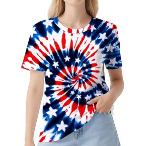 T-shirt Tie-Dye en Coton Lavé de Haute Qualité à Prix Abordable, Nouveau Modèle Personnalisé Coupe Slim pour Filles, Idéal pour l'Été - Product Image 3
