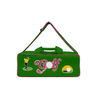 Sac de sport en toile verte sur le thème du golf avec fermeture éclair brodée rose, sac de voyage personnalisé fait main pour les amateurs de golf