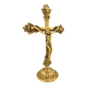 Most Selling Traditional Brass Wall Hanging Crucifix Cross Home Decor with Customizable Design for Baptism Indoor Use - Product Image 3
