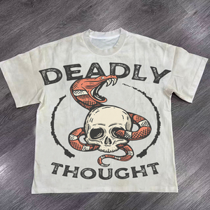 Camiseta de Hombre Vintage Lavada y Desgastada, Cuello Redondo, Algodón Orgánico, Estampado DTG, Camisetas Gráficas para Hombre, Ropa Urbana - Product Image 1