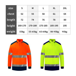 Polo à manches longues haute visibilité orange avec bandes réfléchissantes pour hommes, vêtements de travail - Product Image 6