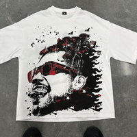T-shirt imprimé graphique doux personnalisé en coton peigné épais pour hommes T-shirt à col ras du cou surdimensionné