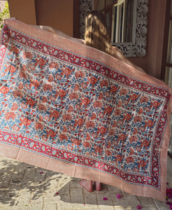 Pareo de algodón hecho a mano con estampado de bloques, estilo bohemio para mujer, ligero, tipo bufanda, para la playa - Product Image 6
