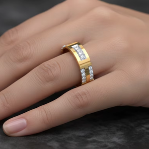 Luxury <b>Gold</b> Women's Wedding Band Rectangular Channel <b>Set</b> Diamond <b>Ring</b> Custom Hip Hop Jewelry - Product Image 5