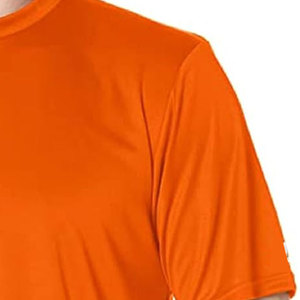 T-shirt à manches courtes pour homme, orange, 100% polyester, séchage rapide, coupe classique, vêtements décontractés, col rond, couleur unie, jersey tricoté, décontracté - Product Image 4