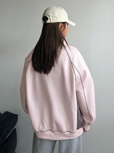 Nouveaux Sweat-shirts amples en coton brodés à demi-zip pour femmes, à manches longues, pour l'hiver, mode, vente en gros, personnalisables OEM - Product Image 2