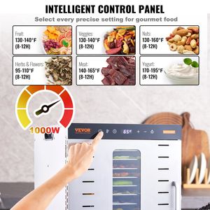 1000W Electric Food <b>Dehydrator</b> <b>Machine</b> with Digital Adjustable Timer Temperature 10 Stainless Steel Trays for Dryer Foods - Product Image 4