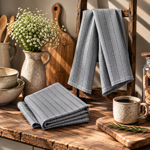 Paño de Cocina Promocional 100% Algodón, Teñido con Hilo, Rayas Ecológicas, Personalizable, Exportador de Paños de Cocina en India - Product Image 1