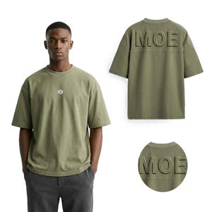 T-shirt homme en coton épais surdimensionné, impression 3D en relief, style streetwear, manches courtes, épaules tombantes - Product Image 1