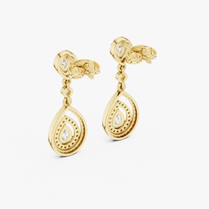 Pendientes de Oro Amarillo Sólido de 9K con Diamante Cultivado en Laboratorio de 1.214CT, Corte Pera, Diseño de Halo, Joyería Fina para Mujer - Product Image 2